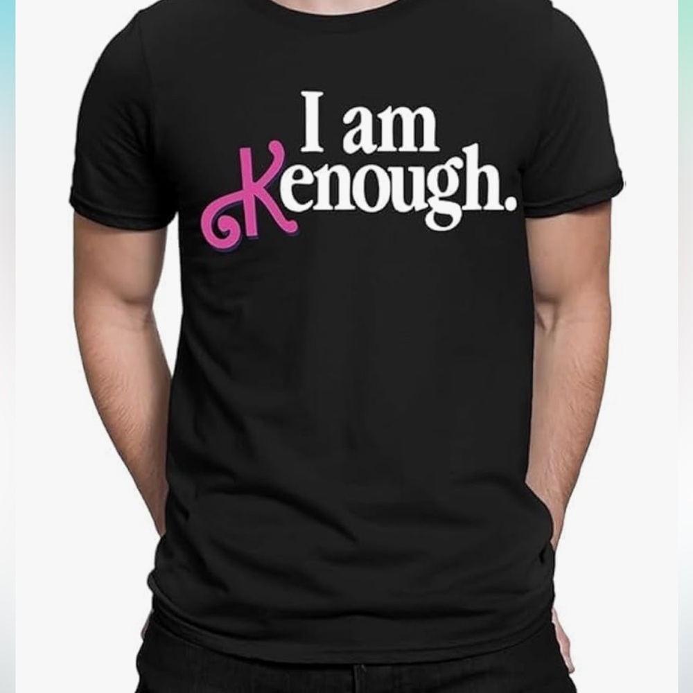 NWOT I Am Kenough T-Shirt Black w/Pink Barbie Movie Unisex Tee Shirt 2 XL
